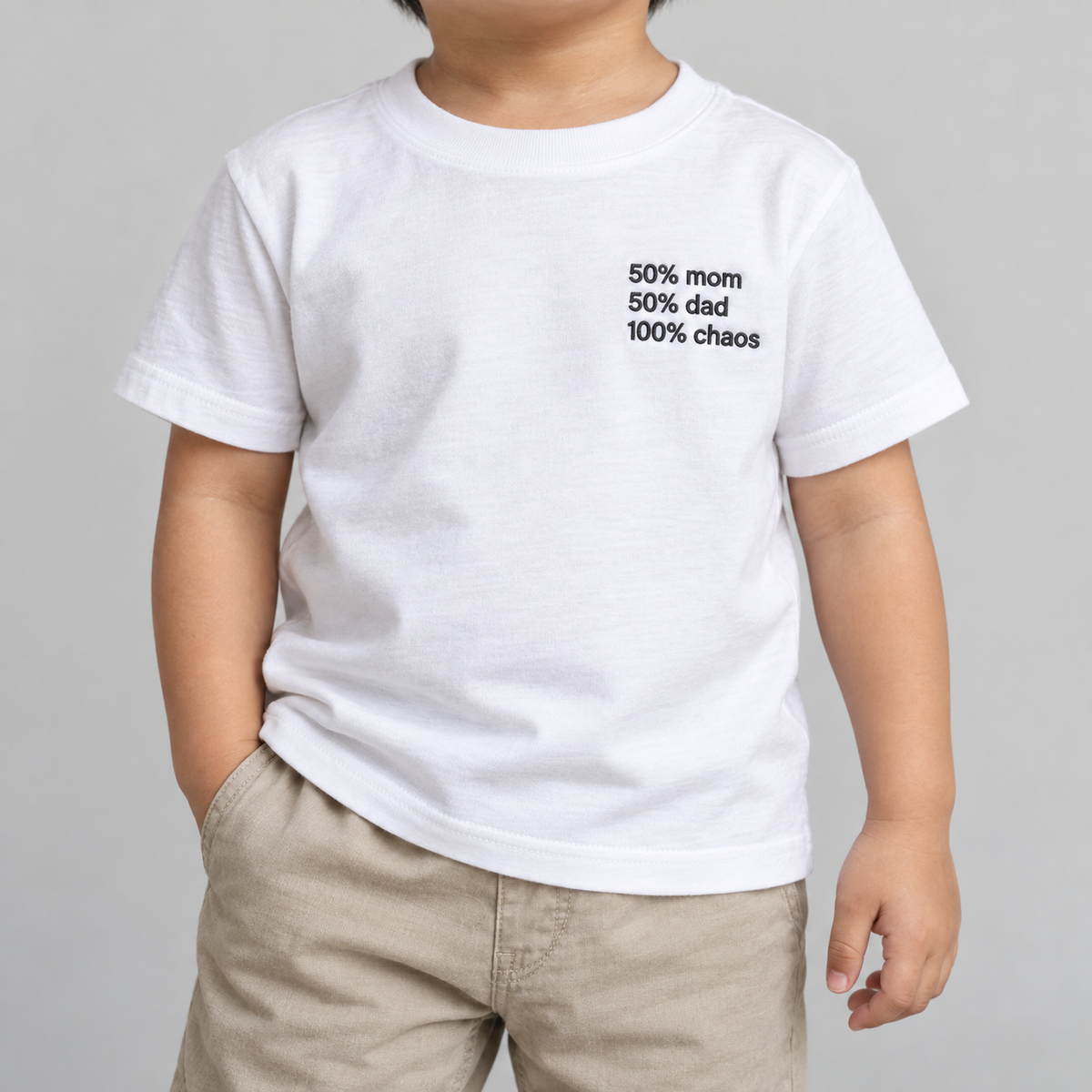 CHAOS - Toddler White Shirt, model front view