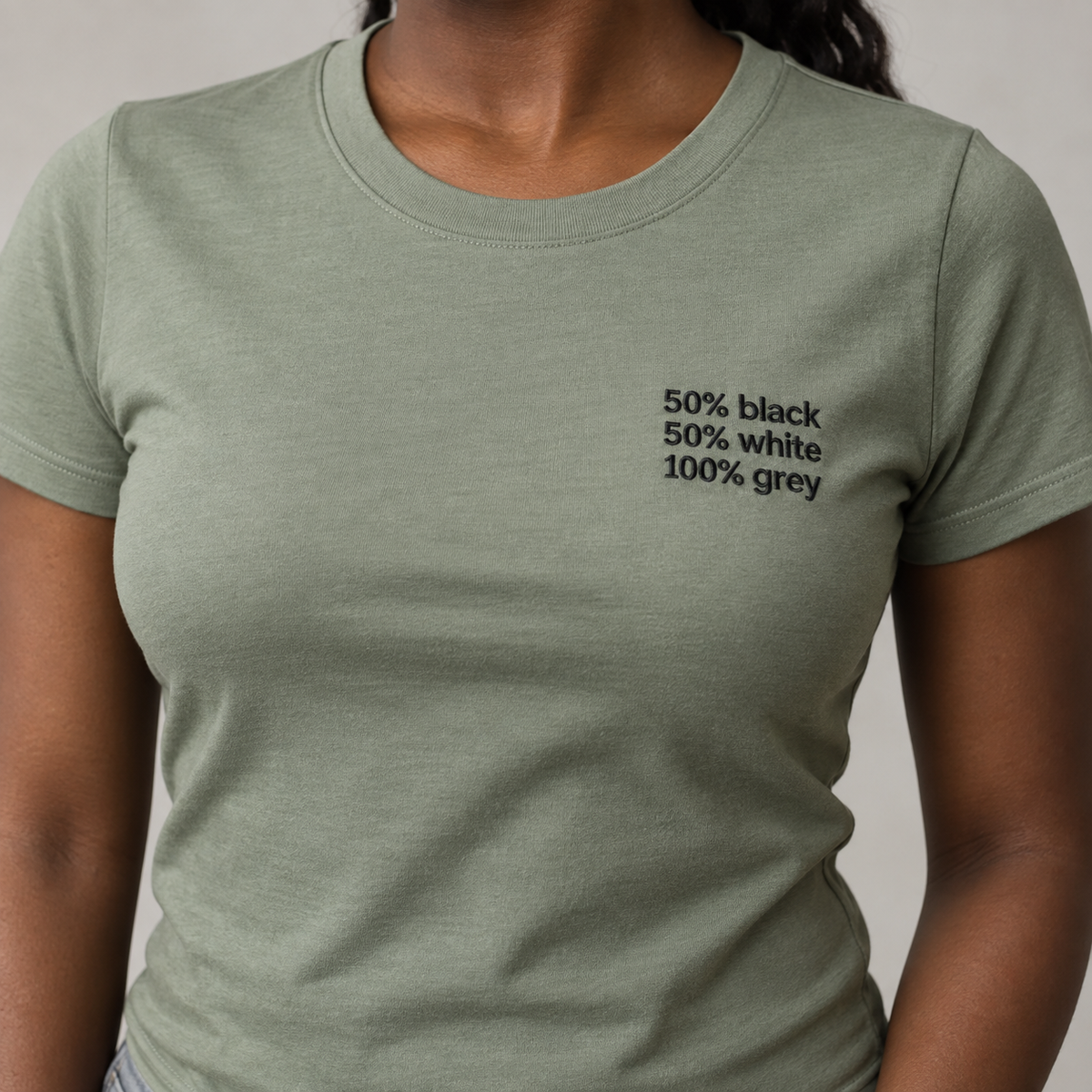 GREY - Sage shirt, model front view