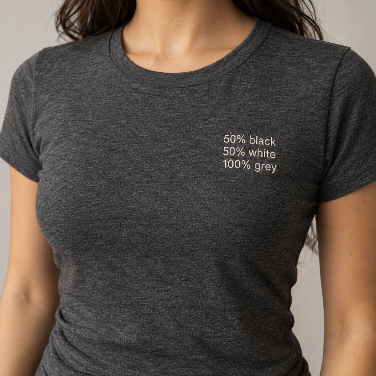 GREY - Dark Grey Heather shirt, model front view