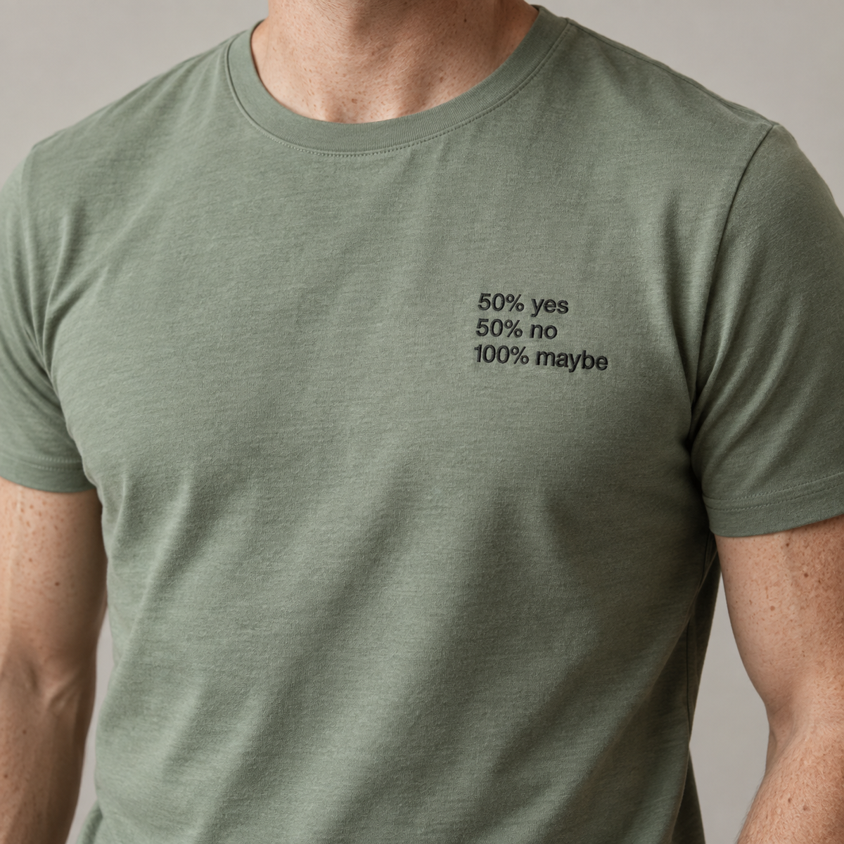 MAYBE — Sage shirt, model front view