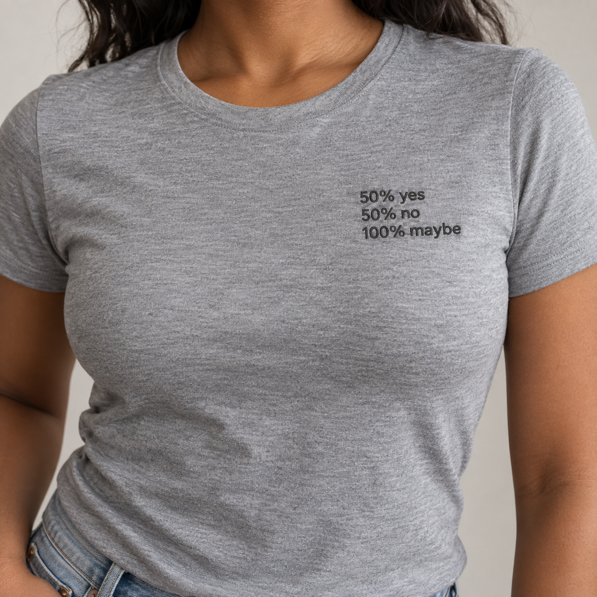 MAYBE — Athletic Heather shirt, model front view
