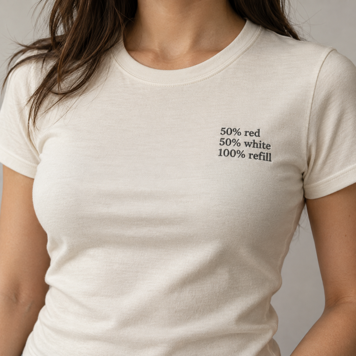 REFILL - Heather Dust shirt, model front view