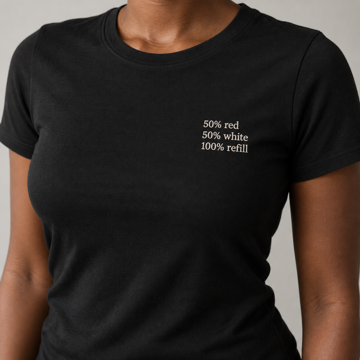 REFILL - Dark Grey shirt, model front view