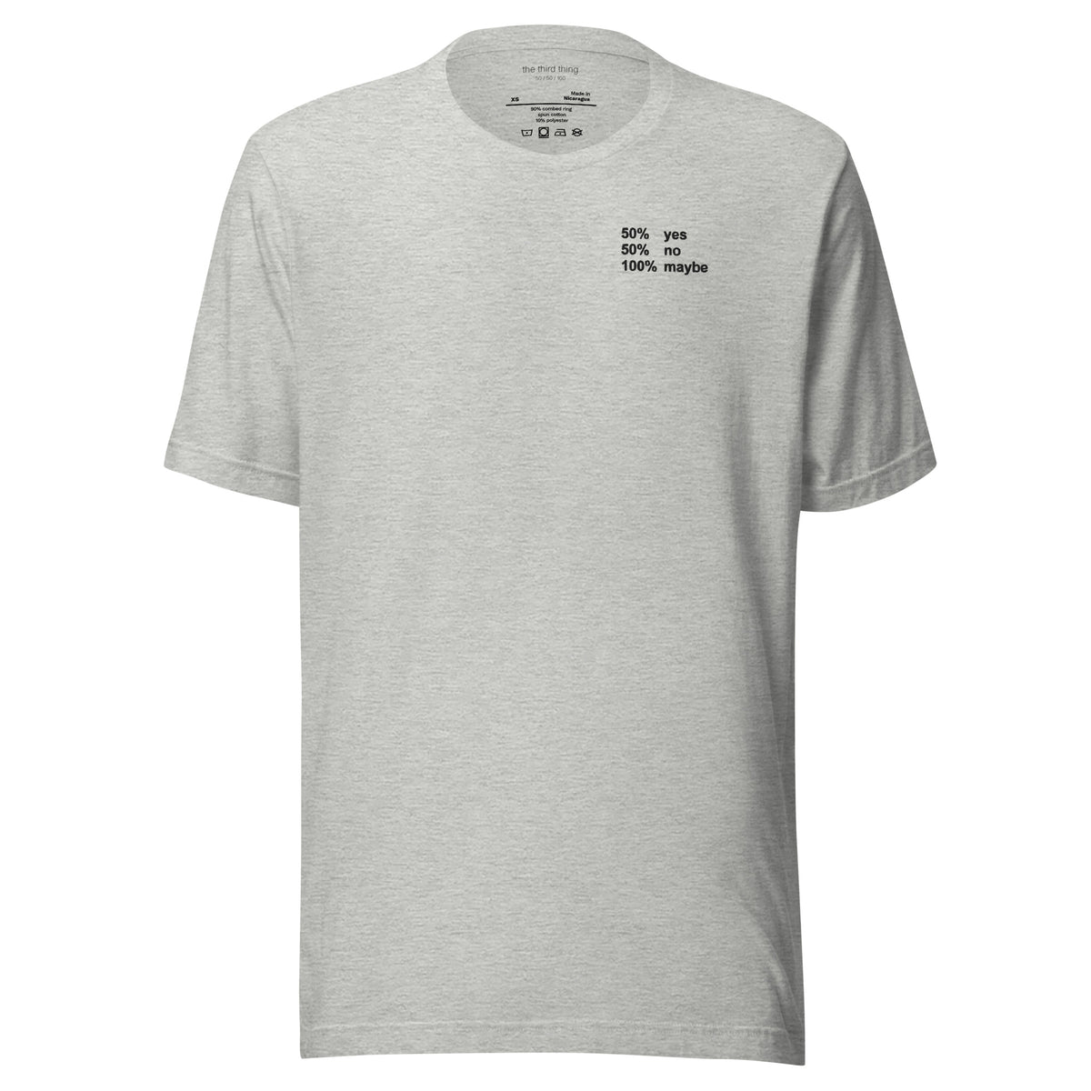 MAYBE — Athletic Heather shirt, product mockup front view
