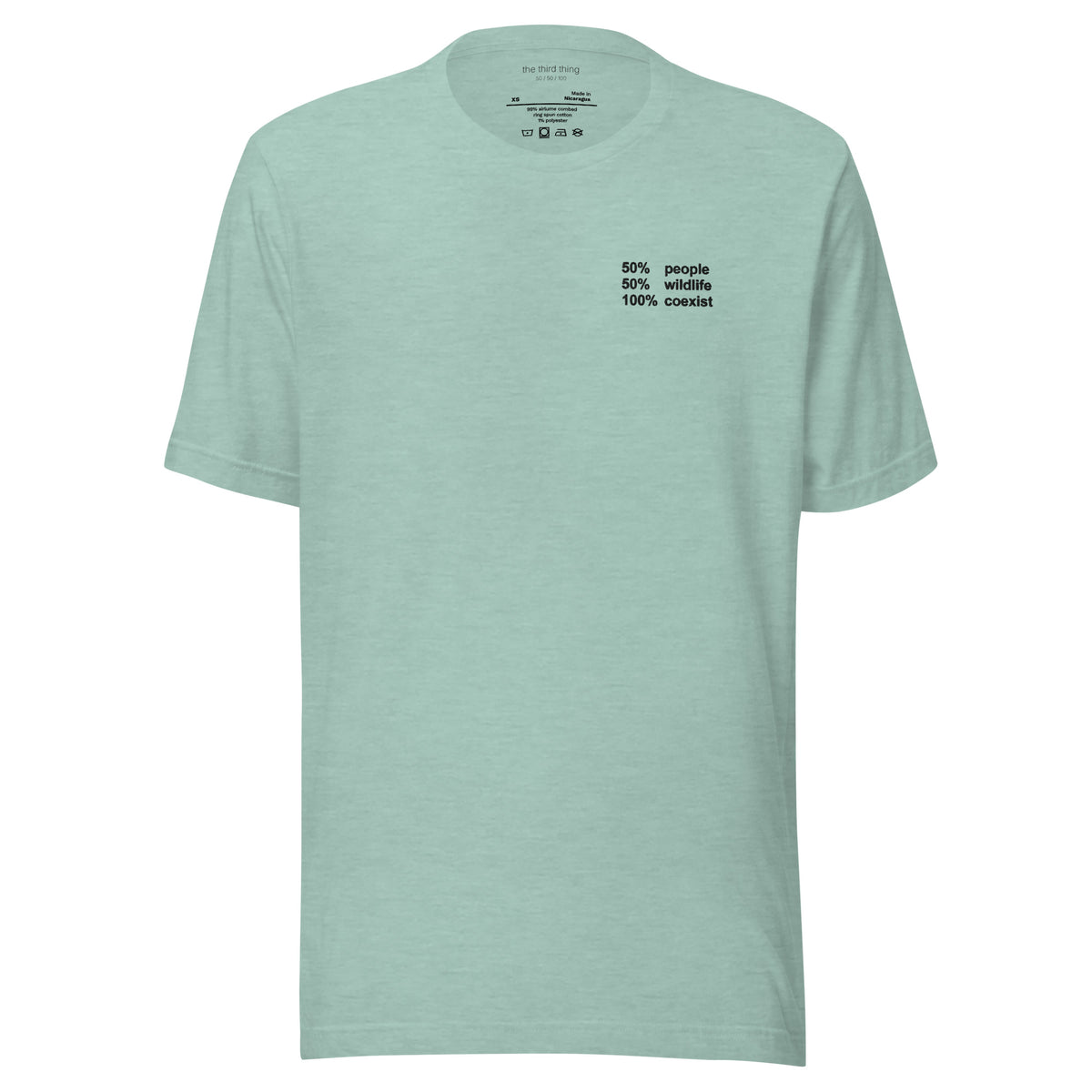 COEXIST - Heather Prism Dusty Blue shirt, product mockup front view