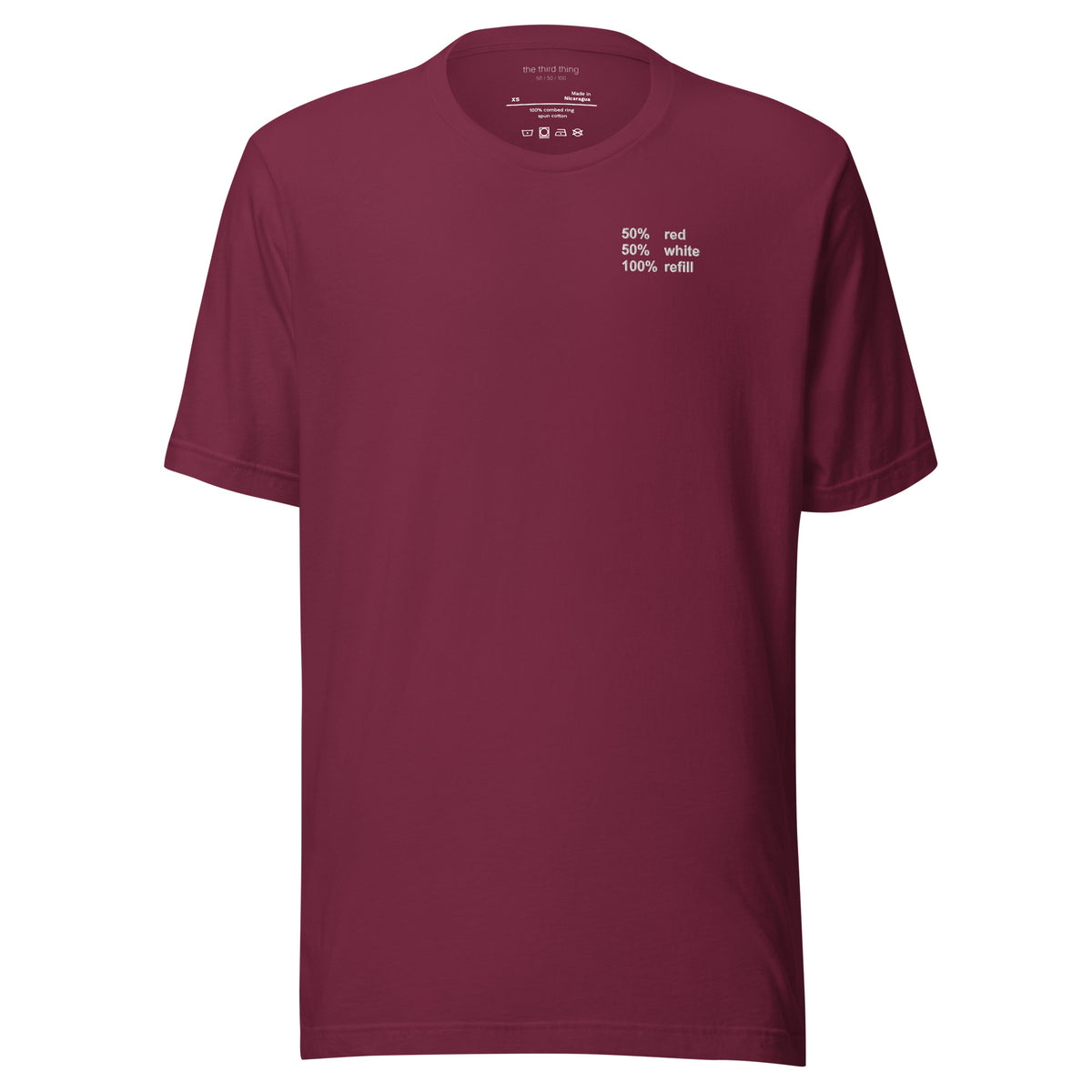 REFILL - Maroon shirt, product mockup front view