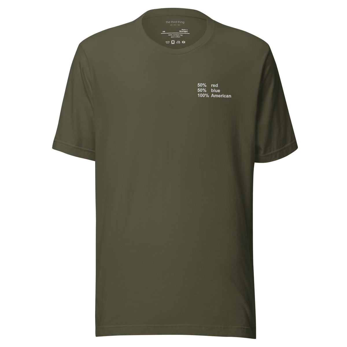AMERICAN - Military Green shirt, product mockup front view