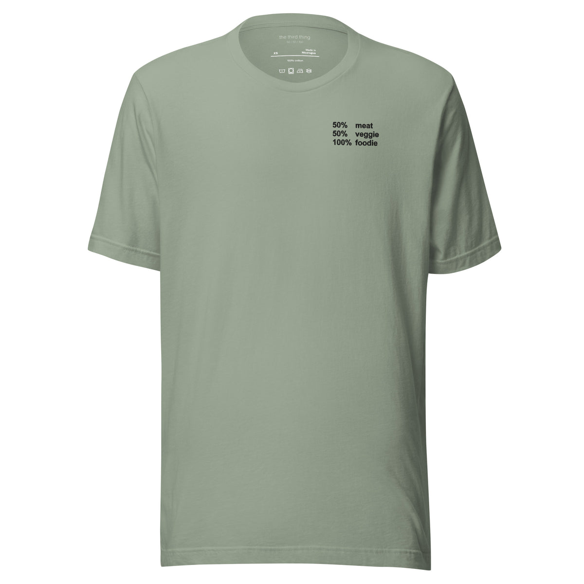 FOODIE — Sage shirt, product mockup front view