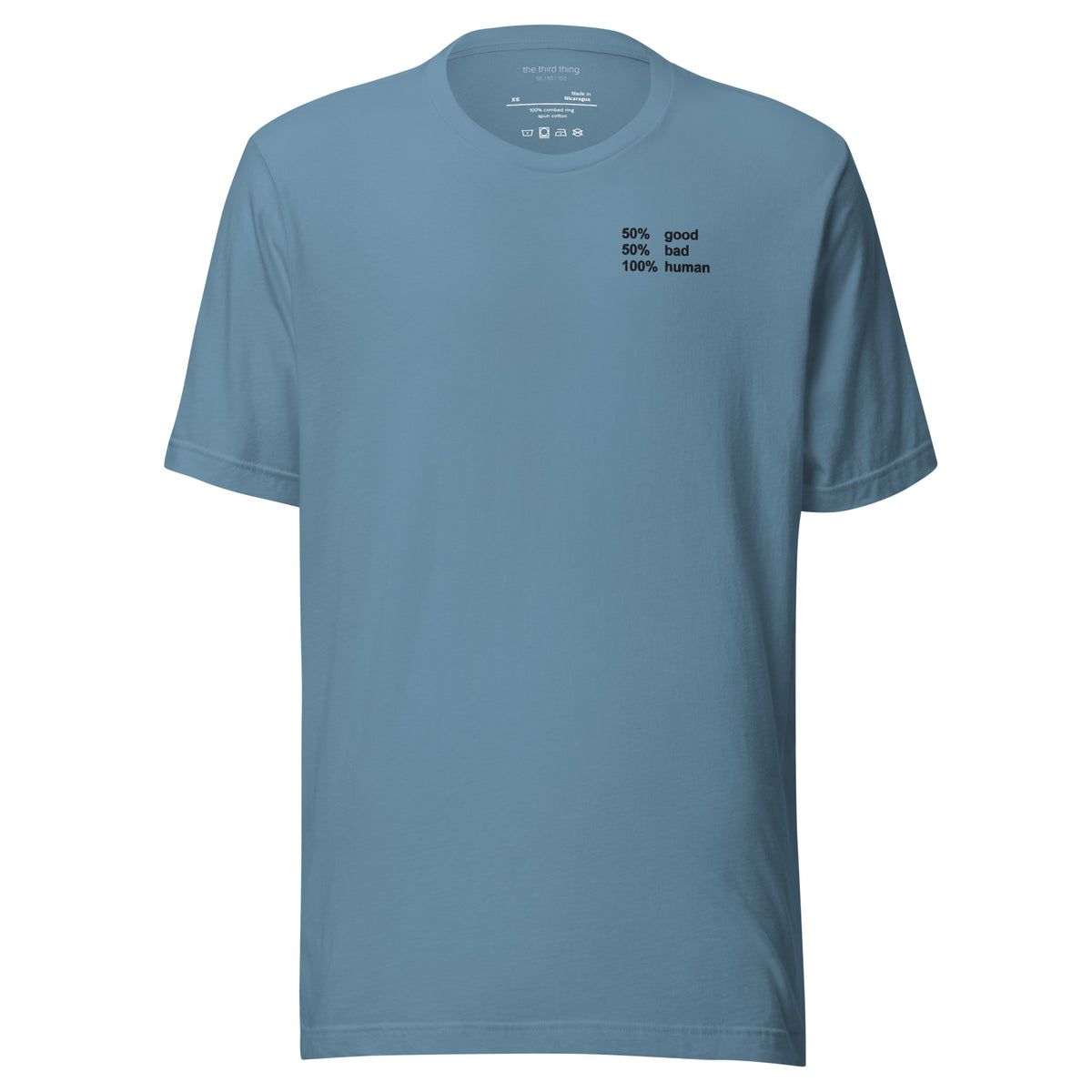 HUMAN - Steel Blue shirt, product mockup front view